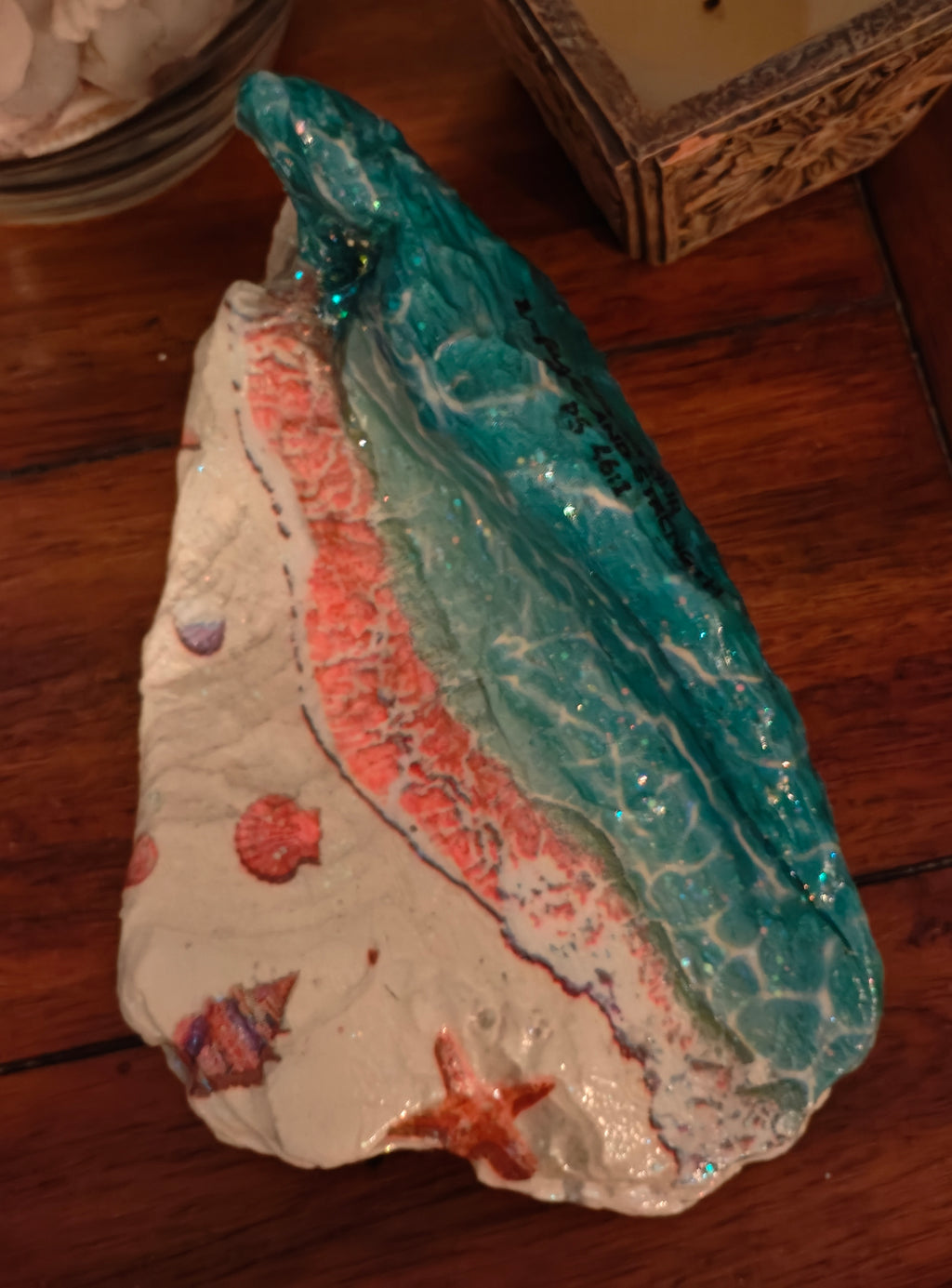 God is My Refuge" Ocean Wave Shell – Hand-Decorated Nautical Faith Decor
