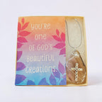 Light Pink & Light Tan Swirl Cross Necklace