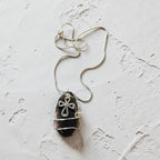 Faith & Strength Wire-Wrapped Black Stone Necklace