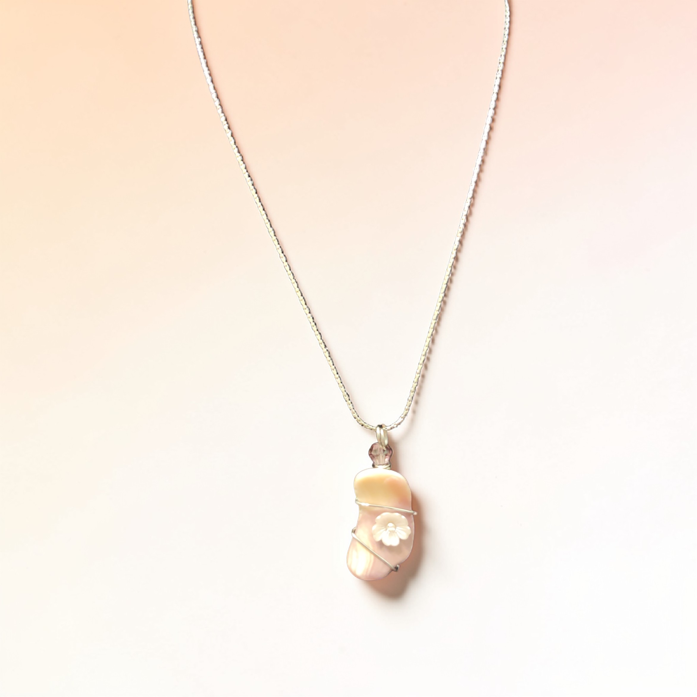 "Shoreline Grace" Silver-Wrapped Natural Shell Necklace