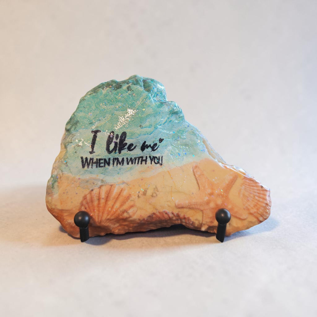 "I Like Me When I'm With You" Natural Display Shell with Stand – Coastal Beach Decor