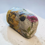 "Follow Your Heart" Bumblebee & Yellow Flower Art – Medium New River Stone