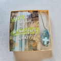 Ocean Grace Wire-Wrapped Cross Necklace – Swirled Blues & Teal Natural Stone