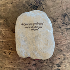 "Cast Your Cares" Prayer Stone | Owl & Floral Garden Illustration