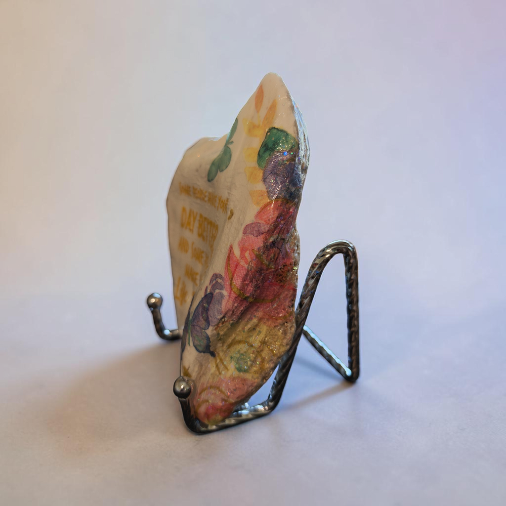 "A Blessing of Friendship" Handcrafted Large Shell with Floral Butterfly Motif