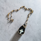 "Light of the Valley" Black & Tan Cross Necklace