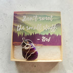 ✨ "Don't Sweat the Small Stuff" Silver Wire Wrapped Purple Swirl Natural Stone Necklace ✨