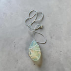 Faith-Inspired Hand-Wrapped Natural Stone Necklace – Earthy Green & Tan with 18" Stainless Steel Chain & Prayer Card