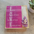 "Enduring Love" Purple Swirl Natural Stone Cross Necklace Gift Set