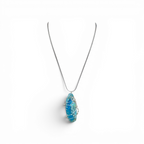 "Living Waters" Hand-Wrapped Turquoise & Crystal Stone – Stainless