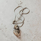 Silver Wire-Wrapped Natural Stone Cross Necklace – Black, White, & Tan