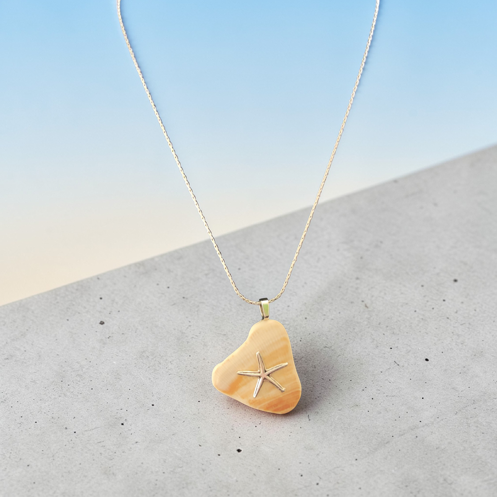 "Guiding Light" Silver Starfish & Natural Shell Necklace