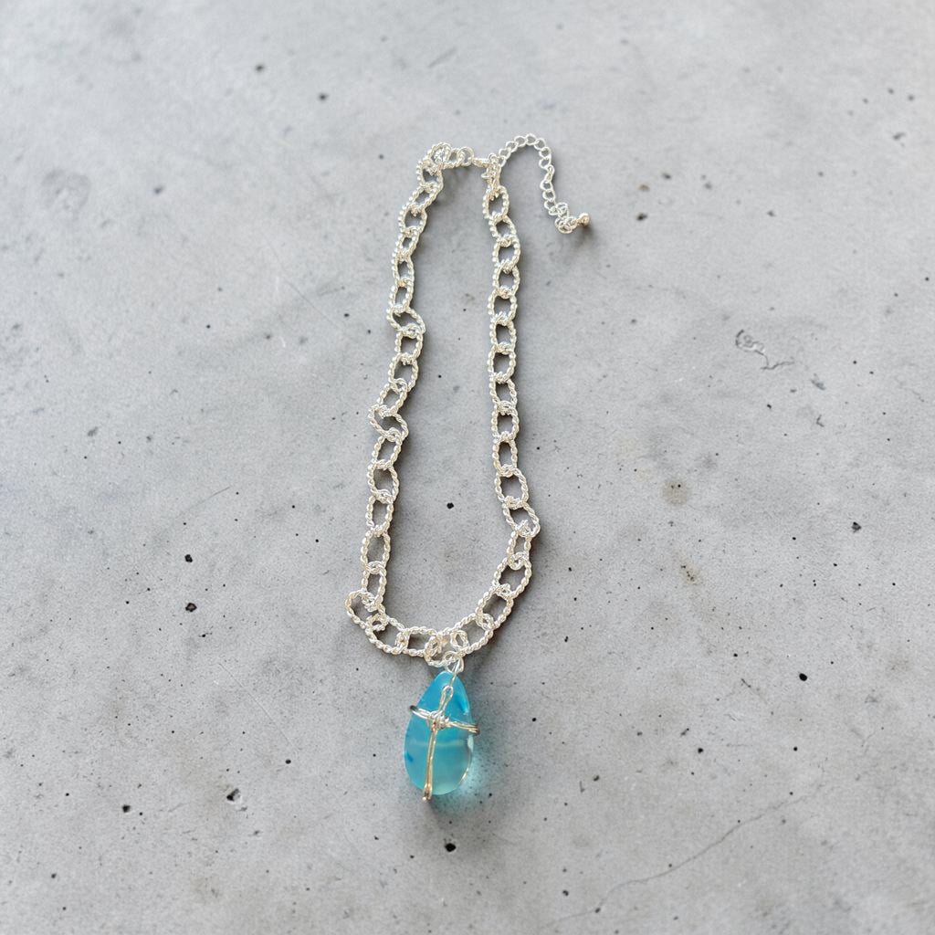 "God Has Your Back" Wire-Wrapped Turquoise Cross Necklace Set