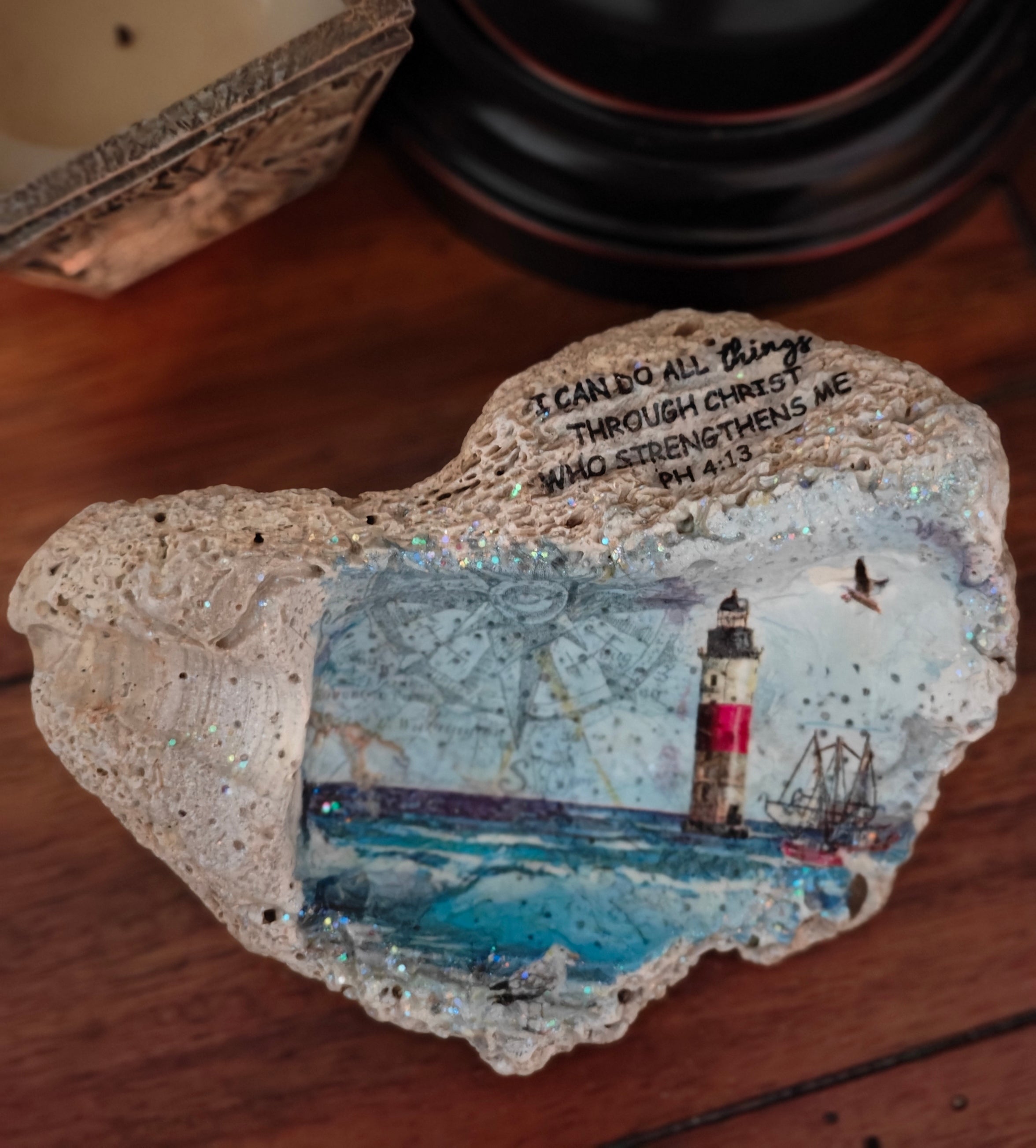 Lighthouse shell with scripture