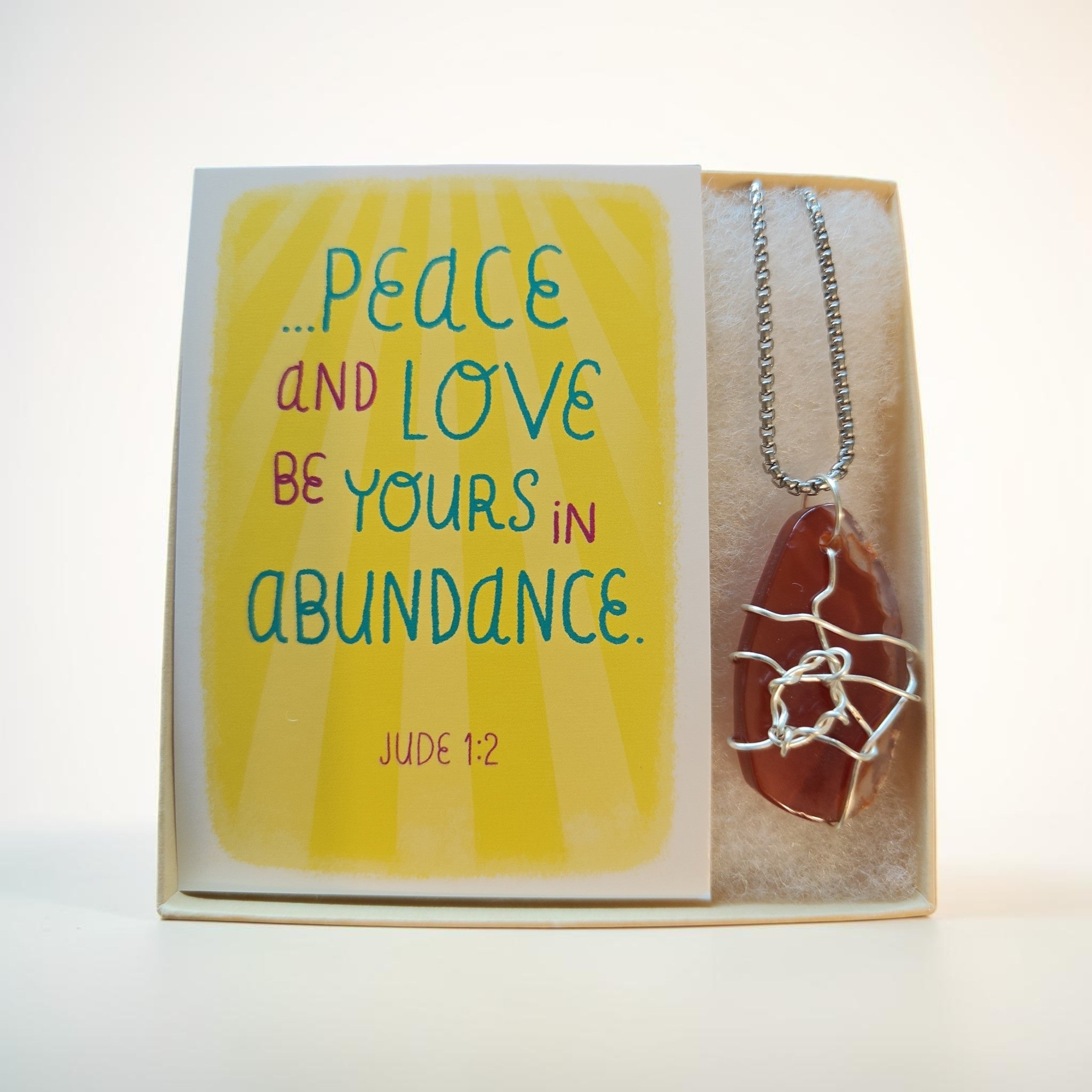 Honey Wire-Wrapped Natural Stone Necklace – Light Brown, White, & Clear Accents