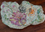 Be Still" Hand-Decorated Purple Floral Shell – Orange Butterfly Scripture Gift