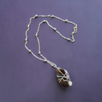 "Fearfully Made" Natural Purple Stone Pendant – Stainless Steel Beaded Chain