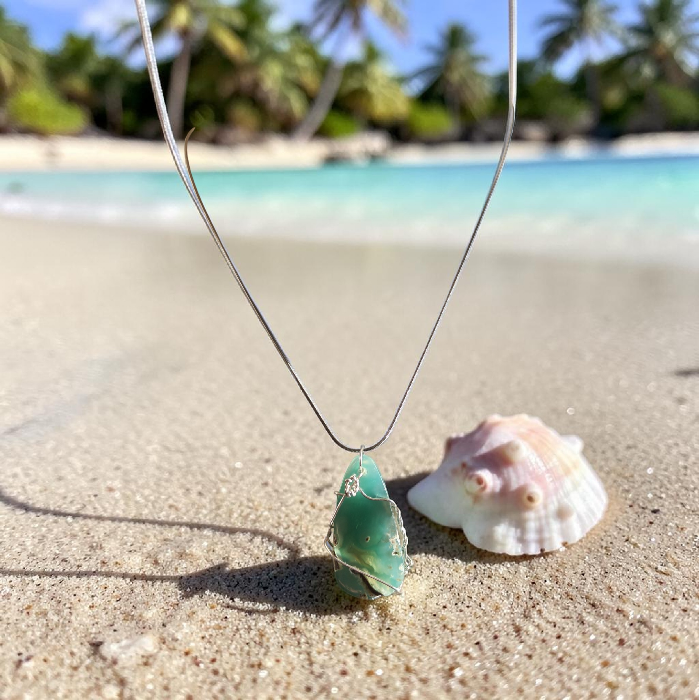 "Rooted in Grace" Silver Wire-Wrapped Green & Earth-Tone Stone Necklace