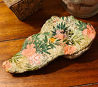 Glory to God" Hand-Decorated Shell – Pink Floral & Green Leaf Design