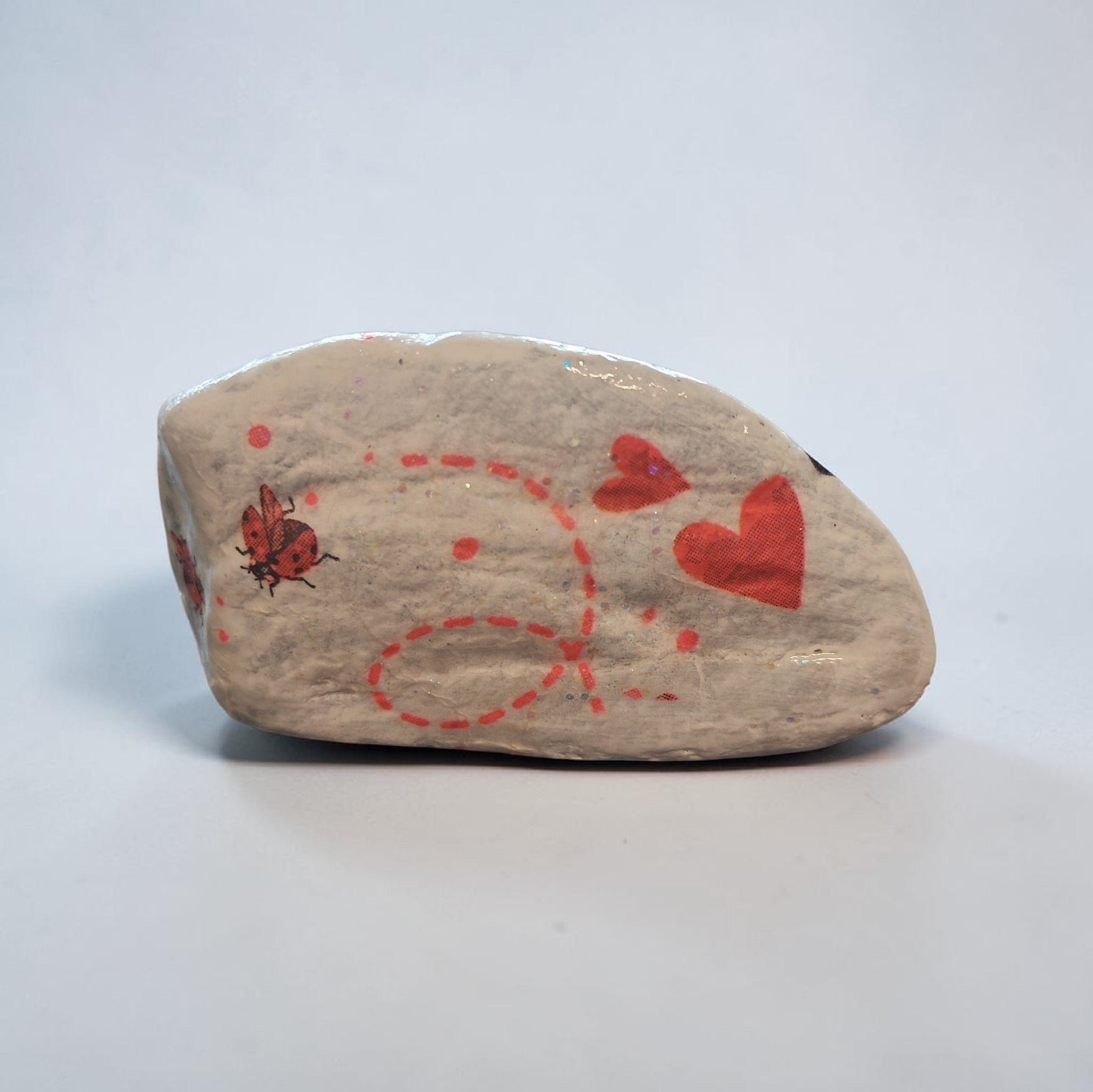 Good Vibes Only Lucky Ladybug Artisan River Stone