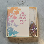 "Velvet Twilight" Marbled Purple and Gray Wire Wrapped Necklace Natural Stone