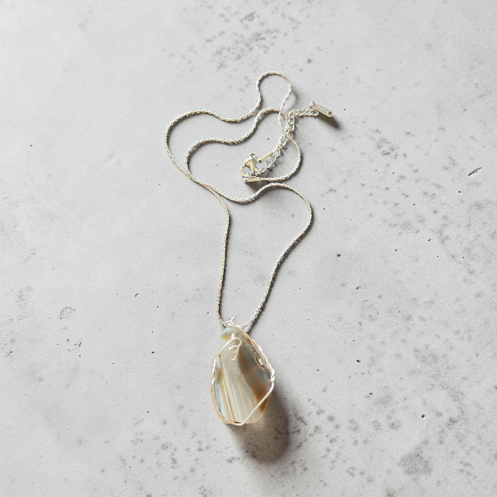 Earthy Harmony Natural Stone Wire-Wrapped Necklace