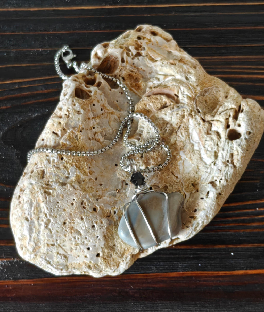 The Narrow Path Necklace – Sea Stone & Focal Bead