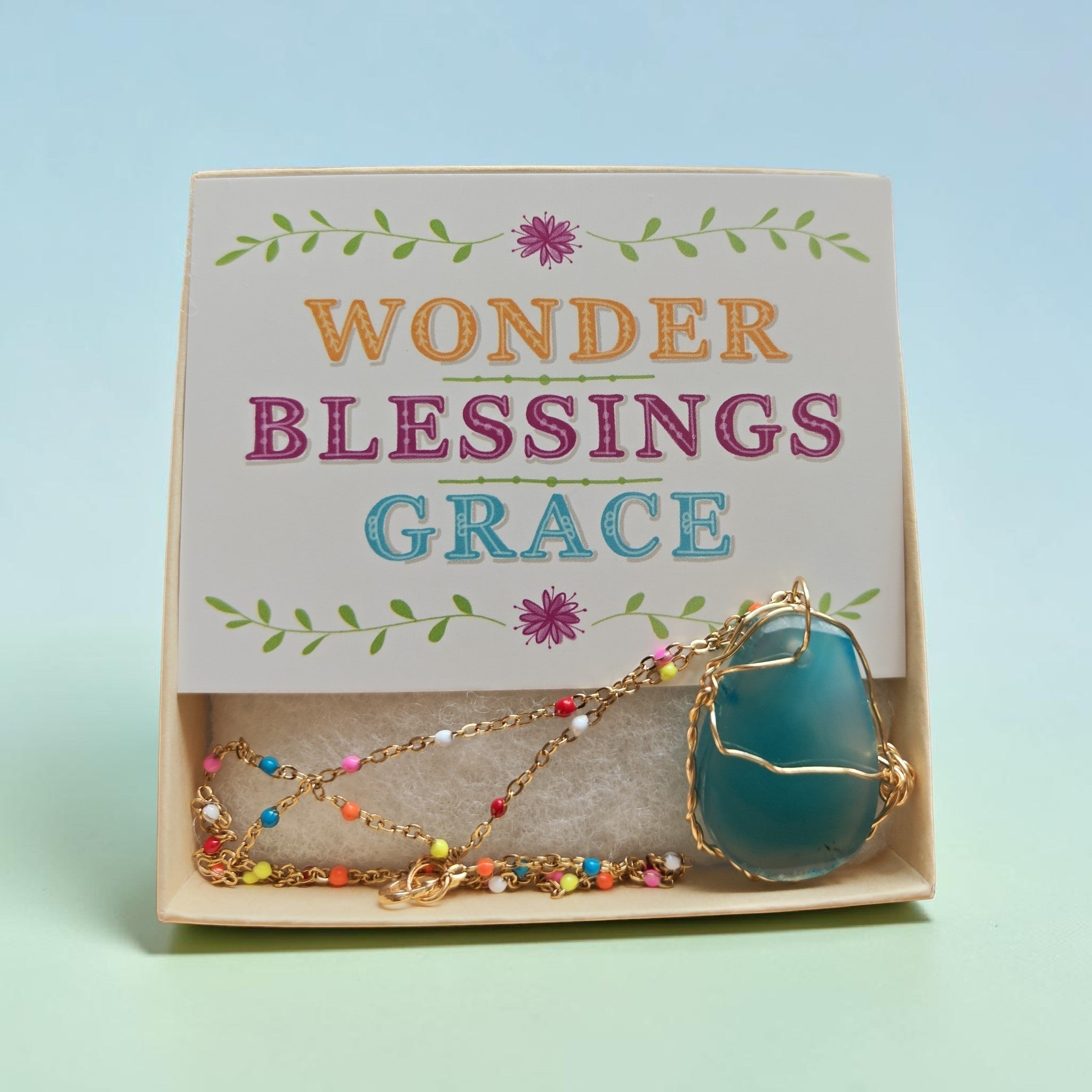 "The Living Water" Turquoise Multi-Color Beaded Chain Necklace