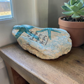 "Sweet Friendship" Turquoise Starfish Decoupage Shell – Faith-Inspired Coastal Decor