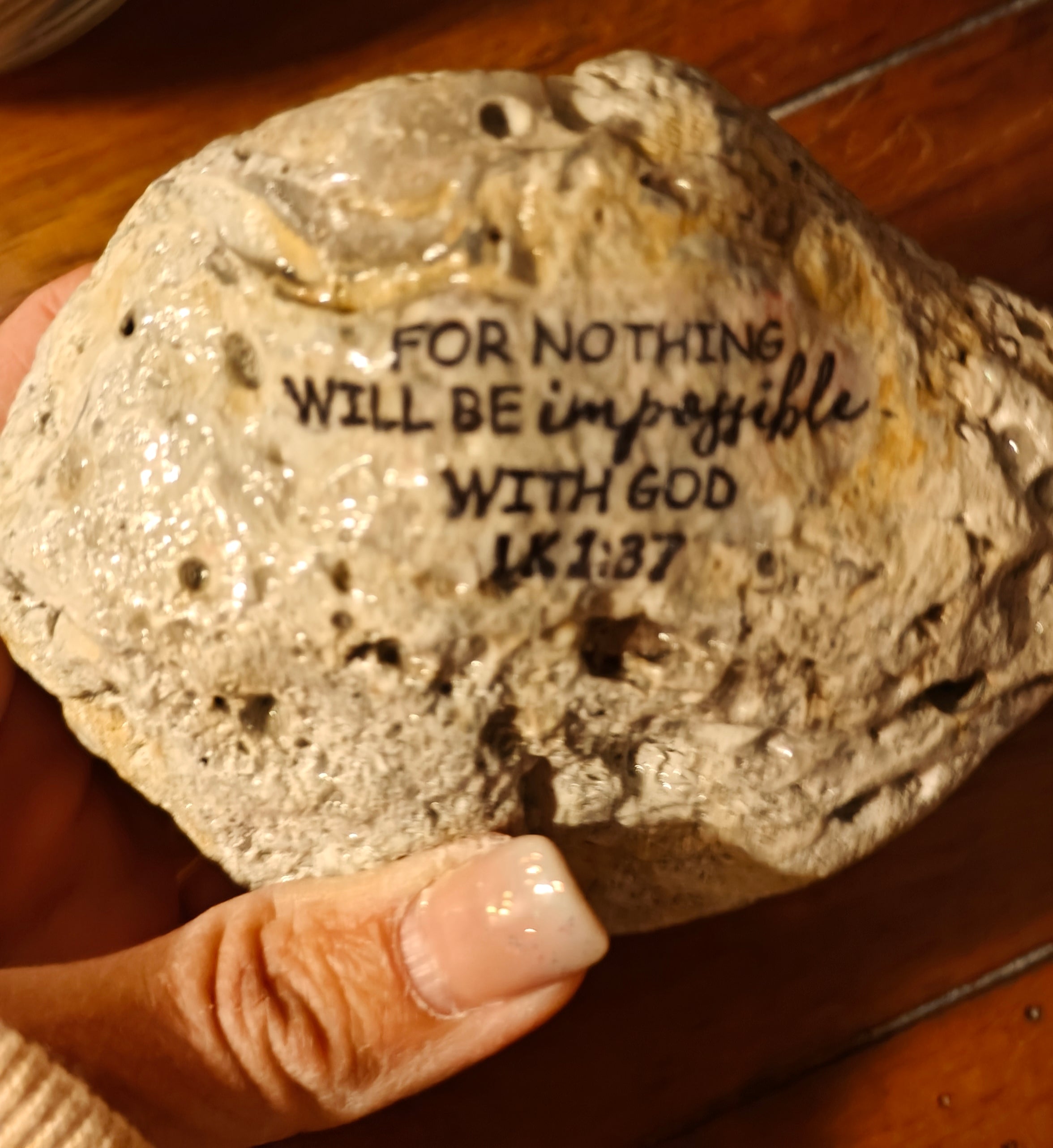Hand-Decorated Bumblebee & Purple Flower Shell – "Nothing is Impossible" Scripture Gift