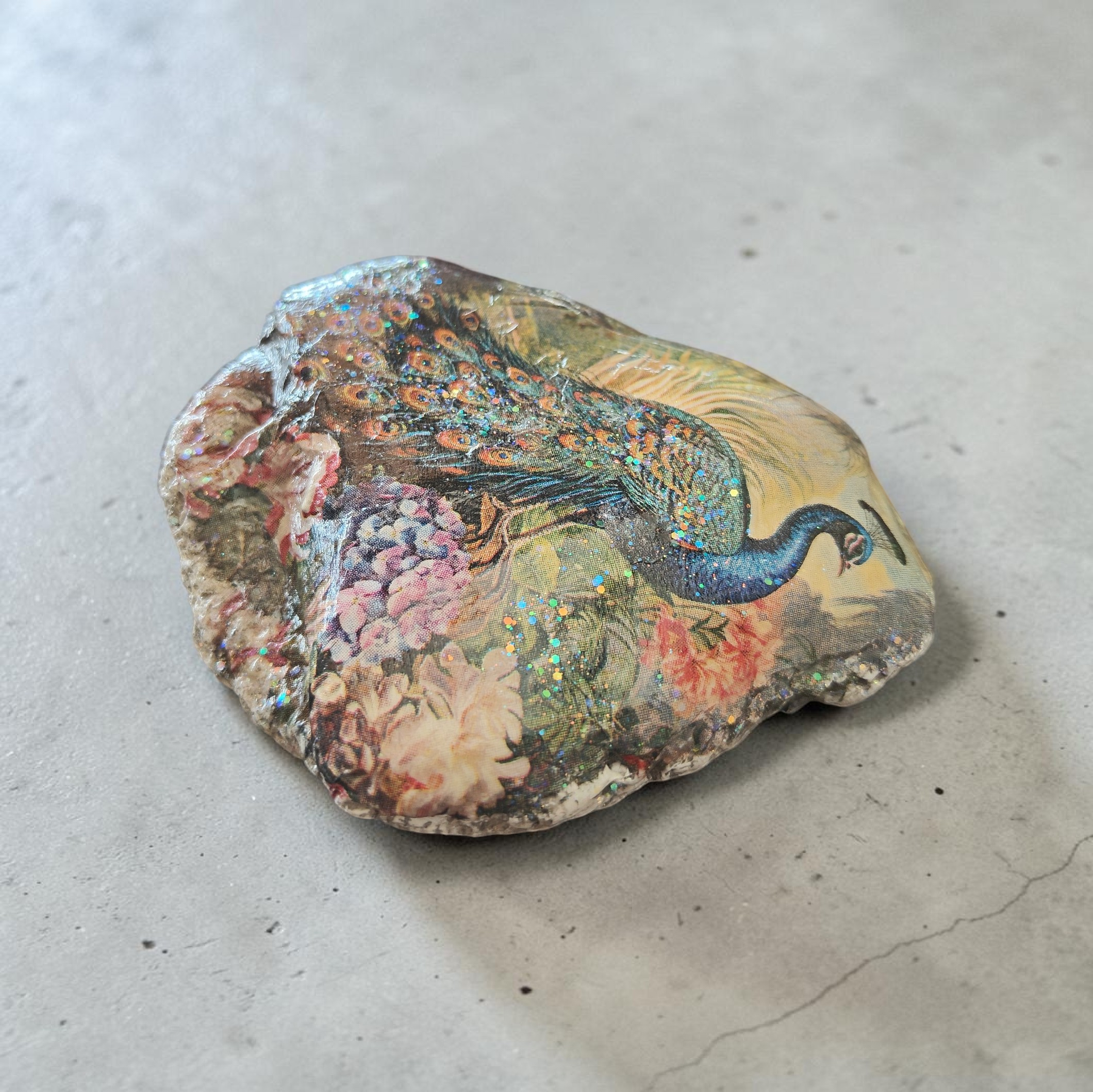Decoupage Peacock God's Timing is Perfect Shell – Faith-Based Home Decor & Keepsake