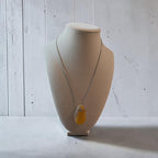Radiant Yellowstone & Clear Quartz Wire-Wrapped Pendant in Stainless Steel