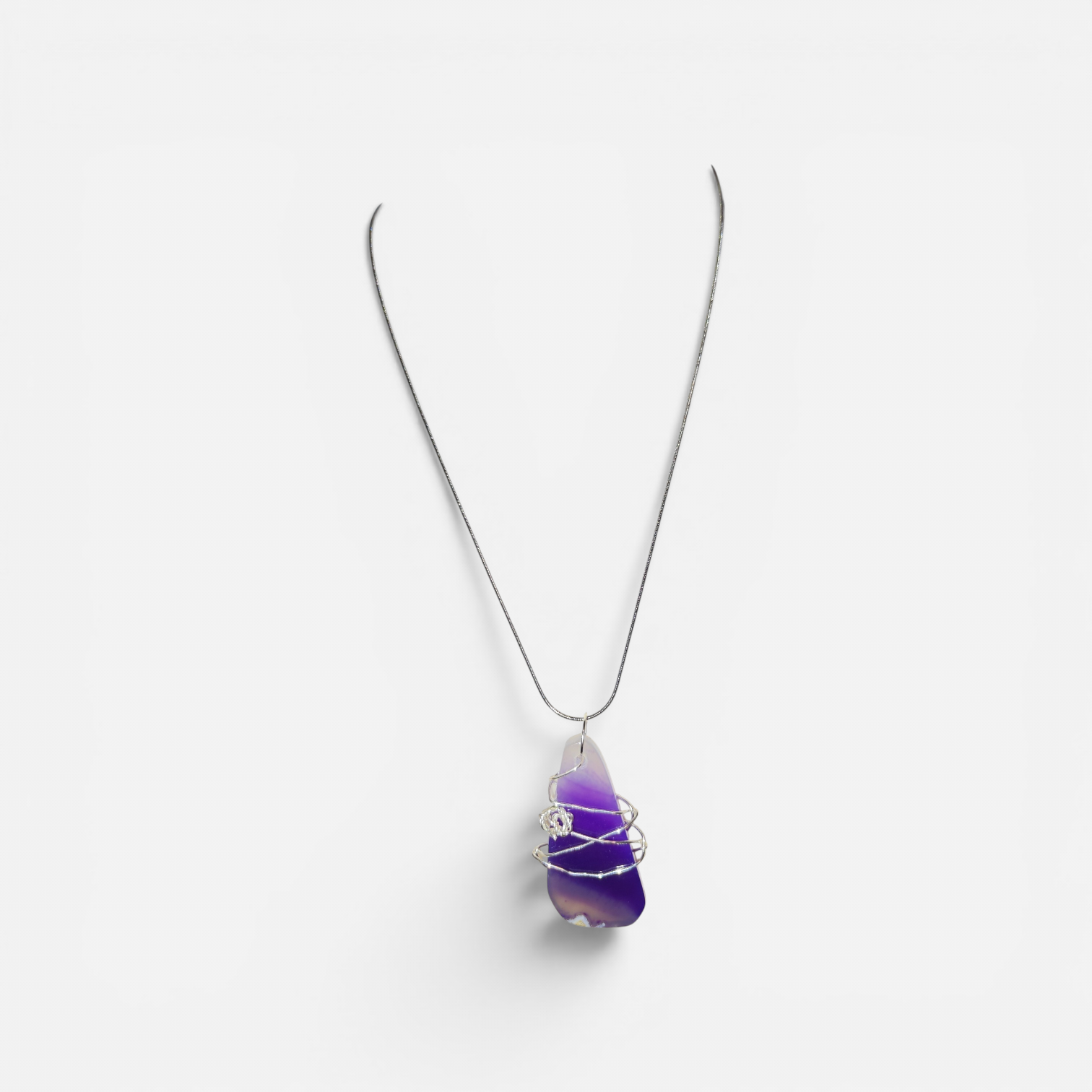 "Royal Radiance" Hand-Wrapped Purple & Violet Stone – Stainless Steel Faith Necklace