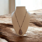 Let Your Light Shine" Natural Stone Necklace – 18" Copper Beaded Chain & Prayer Card Gift Set