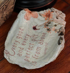 Hand-decorated natural shell featuring every good and every perfect gift is from above, James 1:17