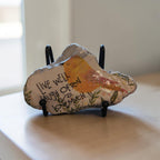 Handcrafted Coral Shell Decoupage – "Live Well, Laugh Often, Love Much" Yellow Bird & Botanicals, Inspirational Gift & Coastal Decor