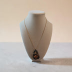 "God is Good" Gold Wire-Wrapped Black & Clear Natural Stone Necklace with Rustic Stone Cross Gift Set