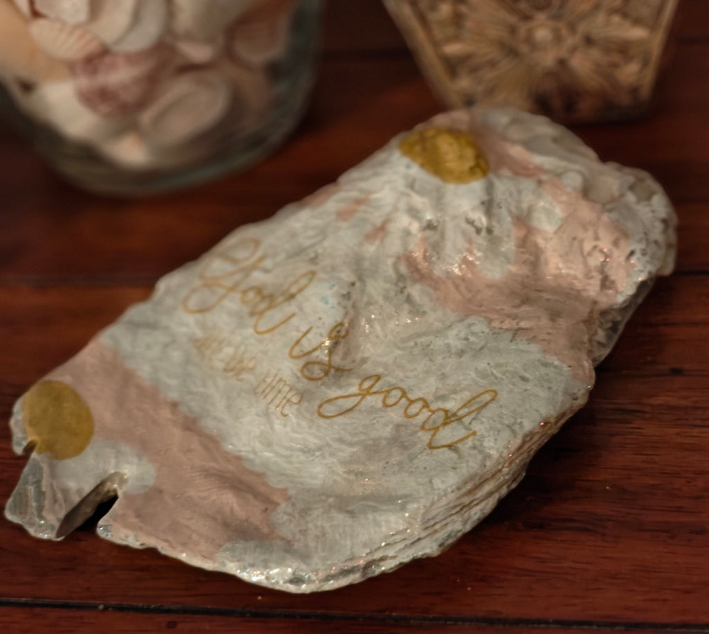 The Sunlit Daisy Shell | "God is Good" Hand-Decorated Scallop