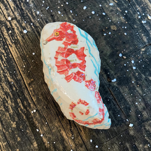 "He Heals" Red Seahorse Shell | A Reminder of God’s Comfort