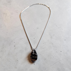 "Divine Light" Amber & Onyx-Tone Wire Wrapped Necklace