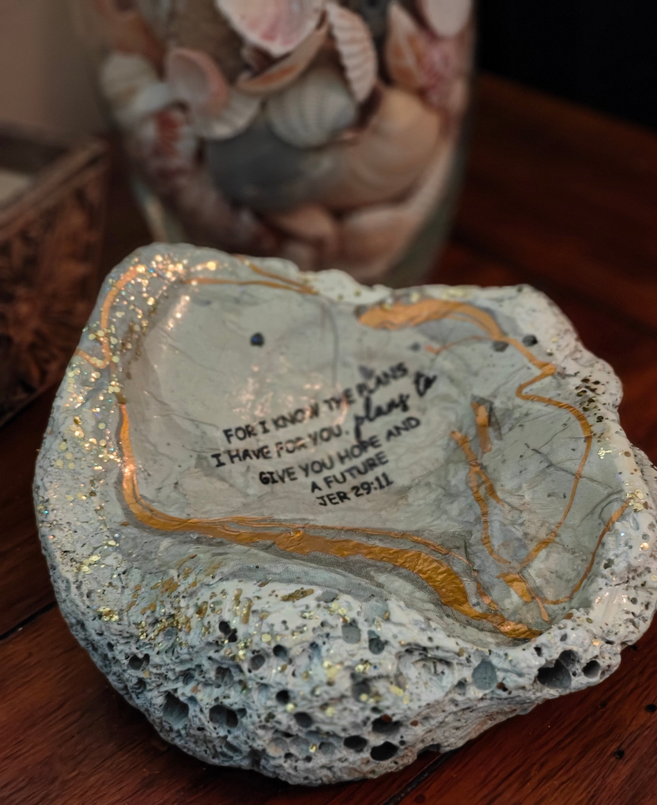"For I know the plans I have for you, Faith meets artistry Shell