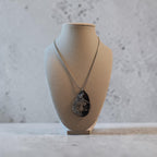 Strength Wire-Wrapped Cross Necklace – Gray & Black Natural Stone